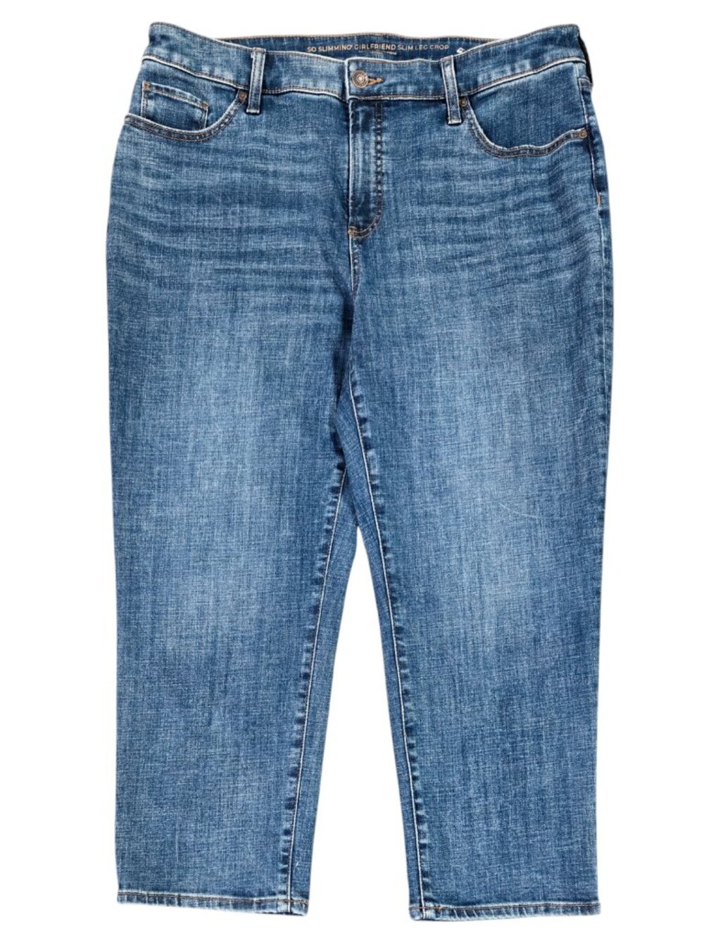 Chico's So Slimming Girlfriend Slim Leg Crop Medium Wash Jeans Capsule Stretch